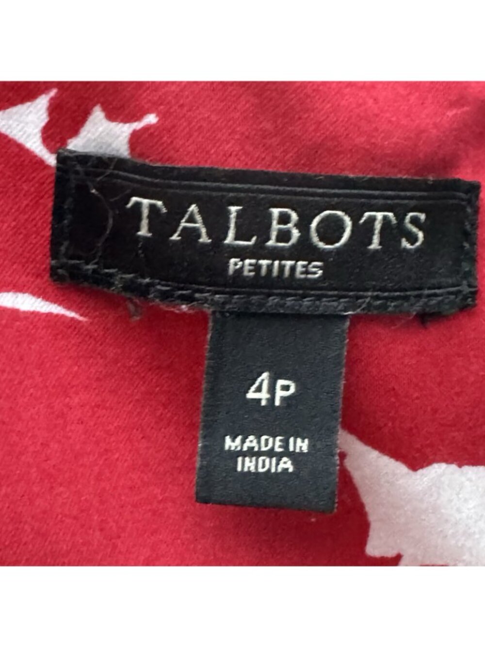 Talbots Petites 4P Red White Floral Fit & Flare Dress Sleeveless Pockets - Picture 8 of 10